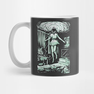 Trippy Psychedelic Girl Floating Into Another Dimension Portal Mug